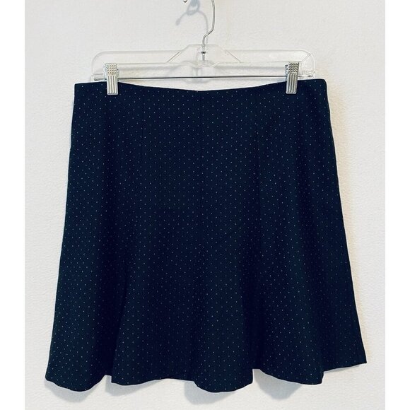 Ann Taylor Skirt Womens 8 Navy Blue Wool Blend White Dot A Line Mini Minimialist - Picture 1 of 6